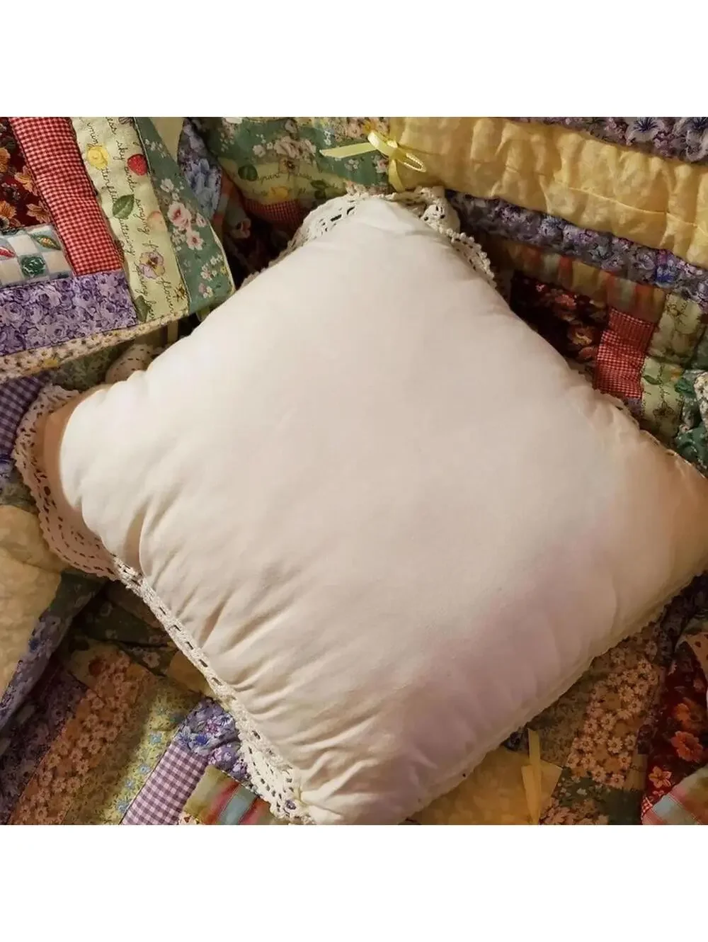 Beautiful Handmade White Crocheted Pillow